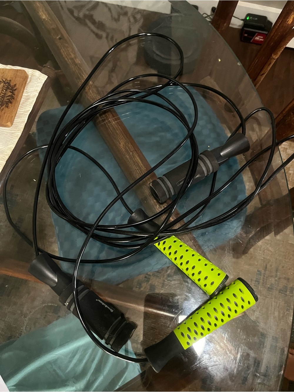 Lot of 2 adult Neon Green & Black Jump Rope with Comfort Grip Handles